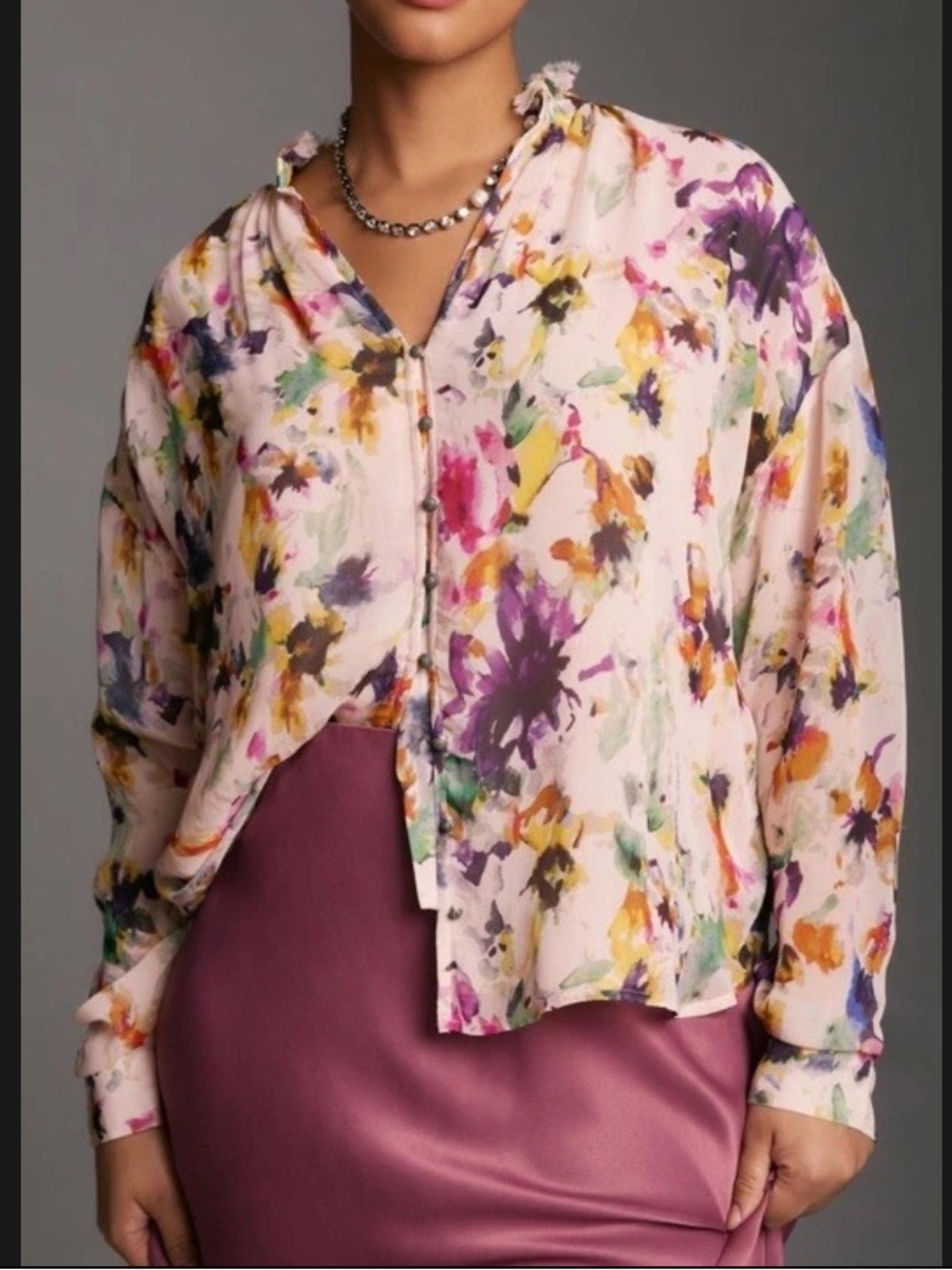 Anthropologie Pilcro Tavi Floral Blouse Size S